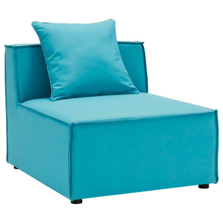 Saybrook Outdoor Patio Upholstered 4-Piece Sectional Sofa in Turquoise, EEI-4381-TUR