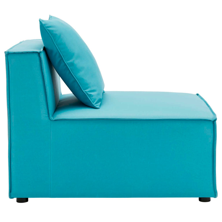Saybrook Outdoor Patio Upholstered 4-Piece Sectional Sofa in Turquoise, EEI-4381-TUR