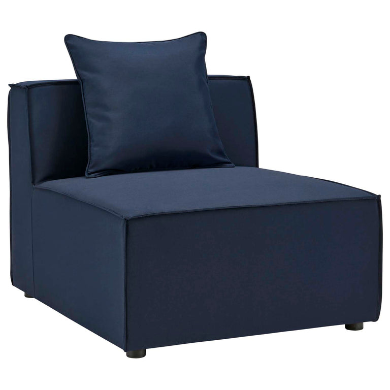 Saybrook Outdoor Patio Upholstered 5-Piece Sectional Sofa in Navy, EEI-4382-NAV