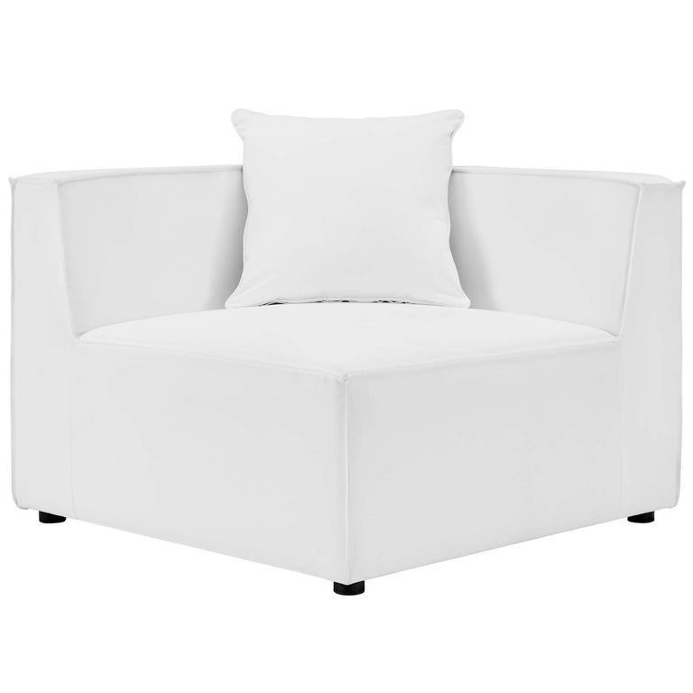 Saybrook Outdoor Patio Upholstered 5-Piece Sectional Sofa in White, EEI-4384-WHI
