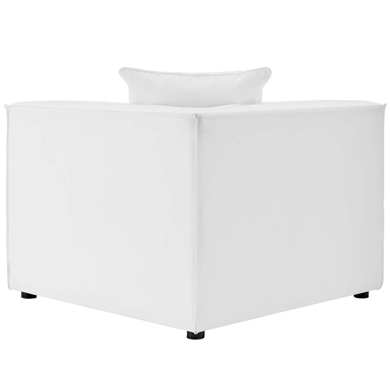 Saybrook Outdoor Patio Upholstered 5-Piece Sectional Sofa in White, EEI-4384-WHI