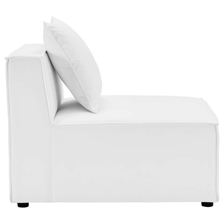Saybrook Outdoor Patio Upholstered 5-Piece Sectional Sofa in White, EEI-4384-WHI