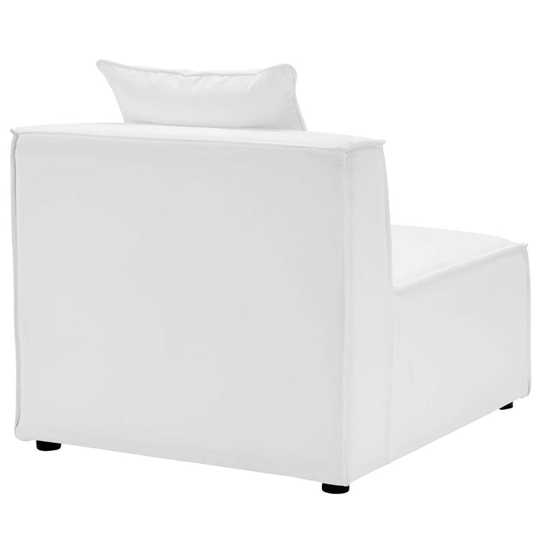 Saybrook Outdoor Patio Upholstered 5-Piece Sectional Sofa in White, EEI-4384-WHI