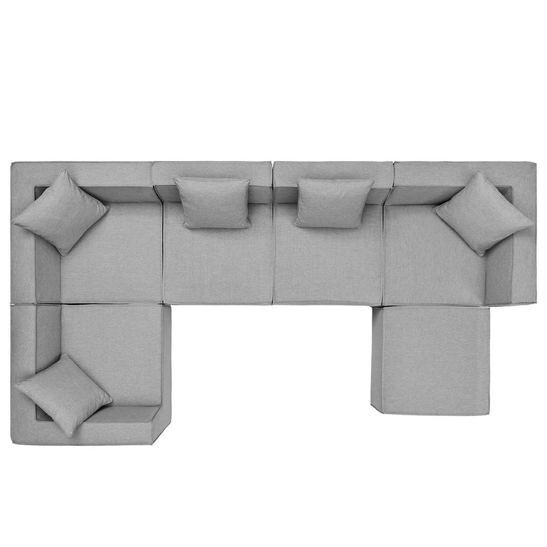 Saybrook Outdoor Patio Upholstered 6-Piece Sectional Sofa in Gray, EEI-4386-GRY