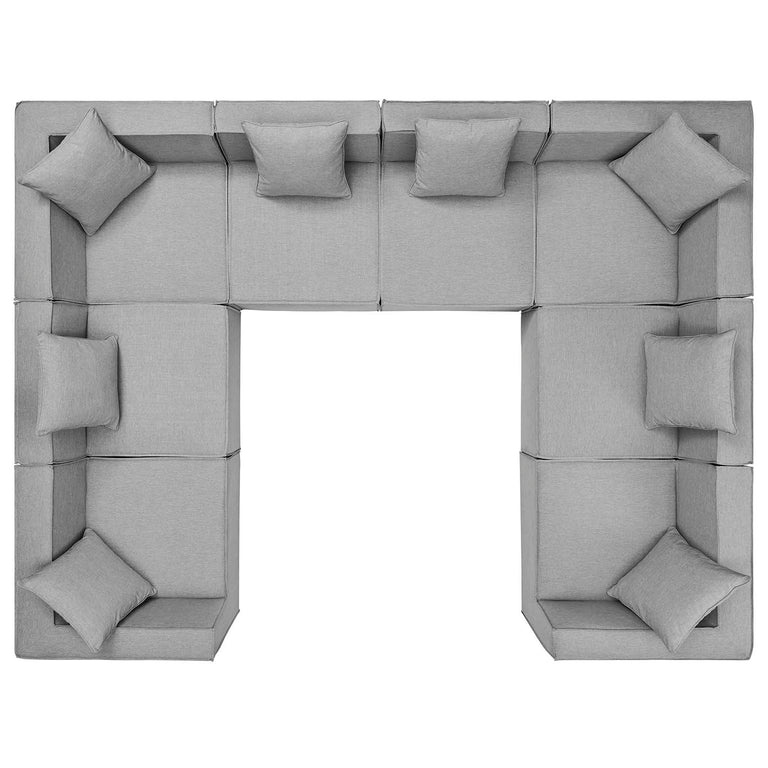 Saybrook Outdoor Patio Upholstered 8-Piece Sectional Sofa in Gray, EEI-4388-GRY