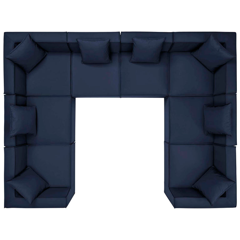 Saybrook Outdoor Patio Upholstered 8-Piece Sectional Sofa in Navy, EEI-4388-NAV