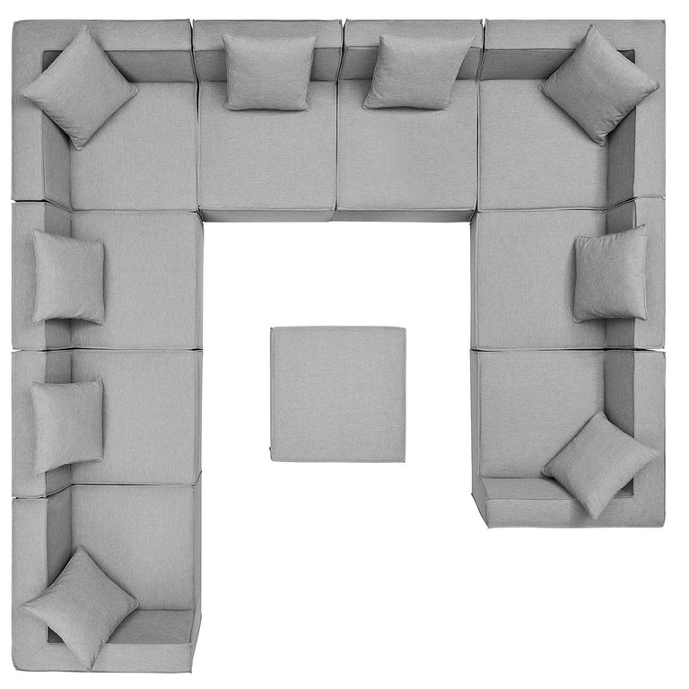 Saybrook Outdoor Patio Upholstered 10-Piece Sectional Sofa in Gray, EEI-4389-GRY