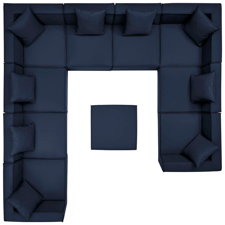 Saybrook Outdoor Patio Upholstered 10-Piece Sectional Sofa in Navy, EEI-4389-NAV