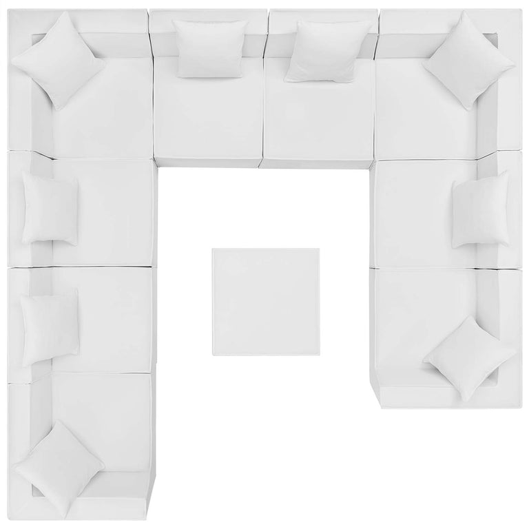 Saybrook Outdoor Patio Upholstered 10-Piece Sectional Sofa in White, EEI-4389-WHI