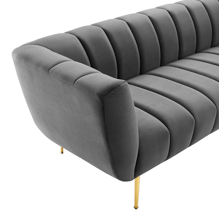 Favour Channel Tufted Performance Velvet Sofa in Gray, EEI-4406-GRY