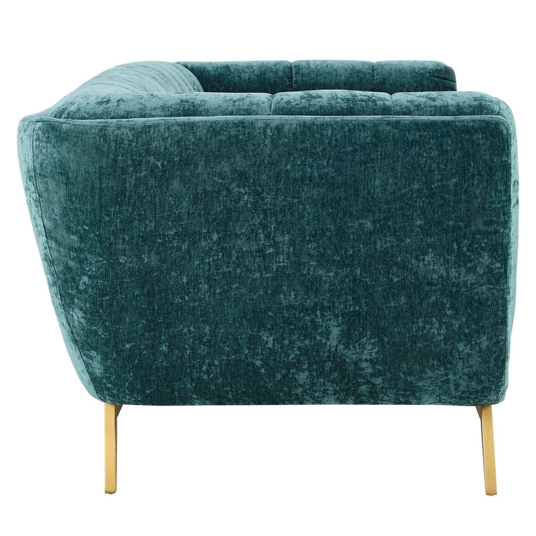 Bestow Crushed Performance Velvet Sofa in Teal, EEI-4410-TEA