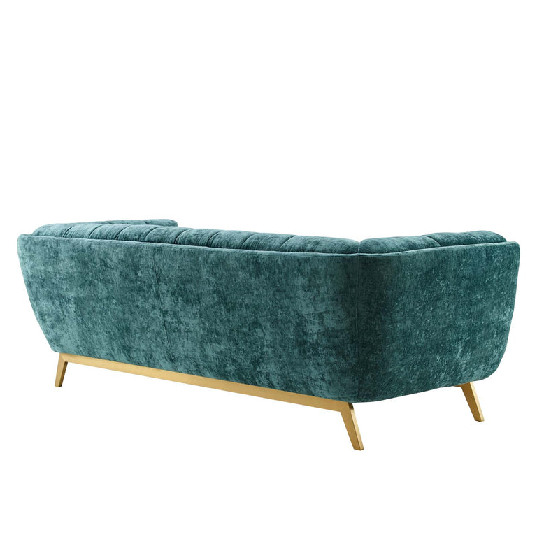 Bestow Crushed Performance Velvet Sofa in Teal, EEI-4410-TEA
