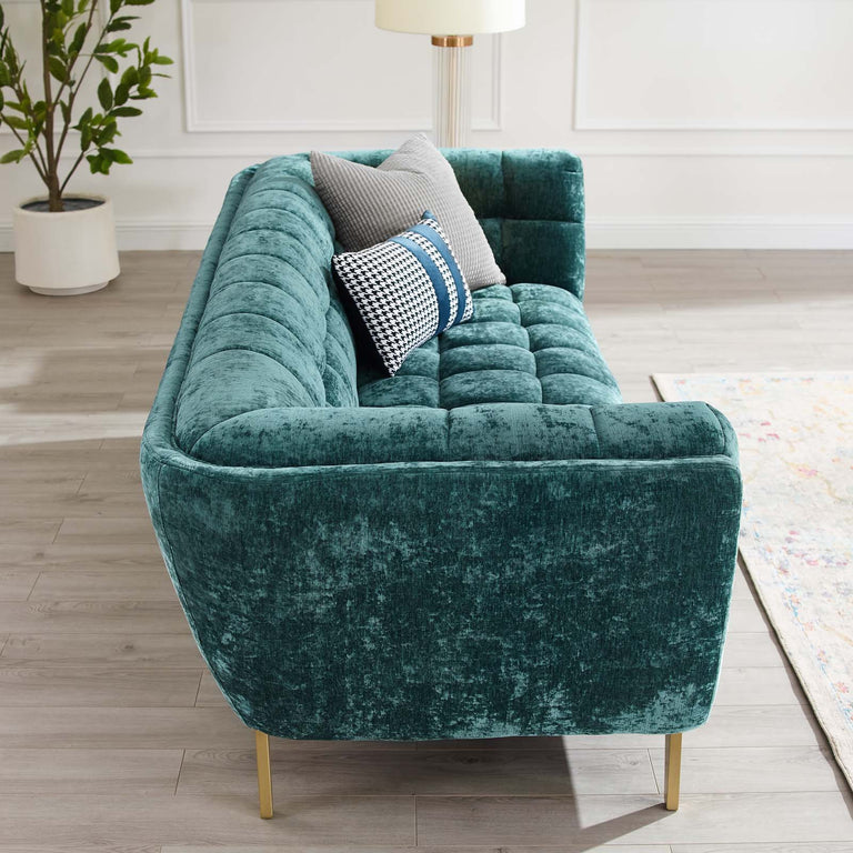 Bestow Crushed Performance Velvet Sofa in Teal, EEI-4410-TEA