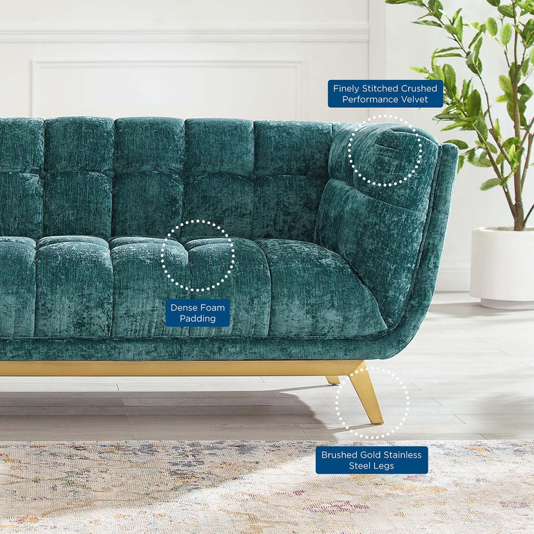 Bestow Crushed Performance Velvet Sofa in Teal, EEI-4410-TEA