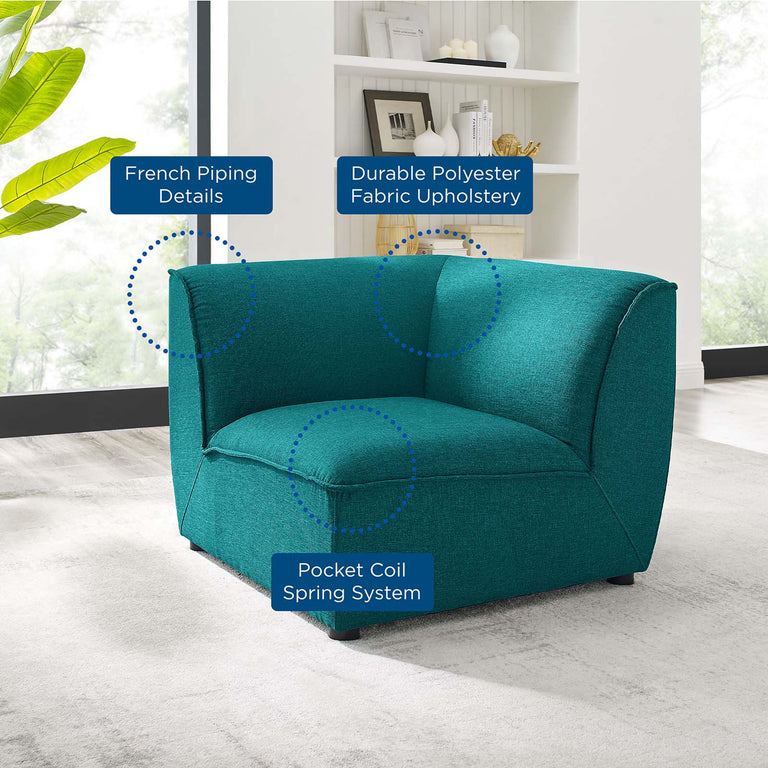 Comprise Corner Sectional Sofa Chair in Teal, EEI-4417-TEA