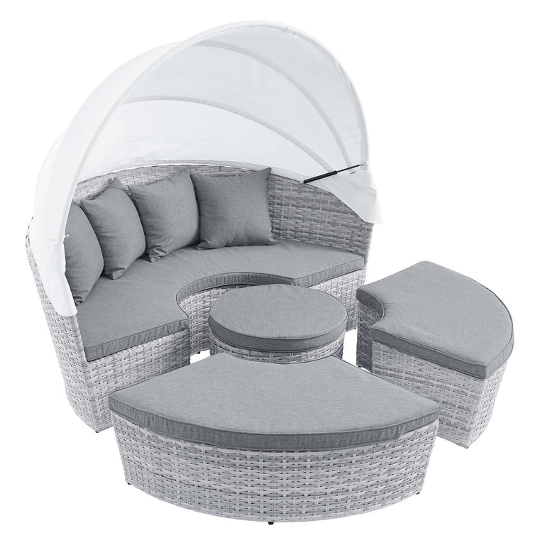Scottsdale Canopy Outdoor Patio Daybed in Light Gray Gray, EEI-4442-LGR-GRY
