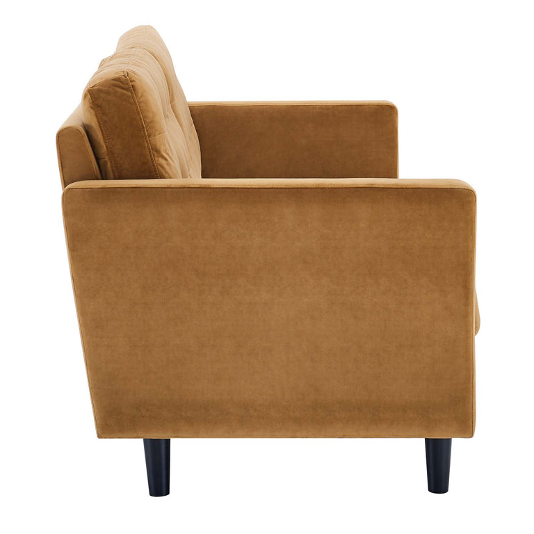 Exalt Tufted Performance Velvet Sofa in Cognac, EEI-4444-COG