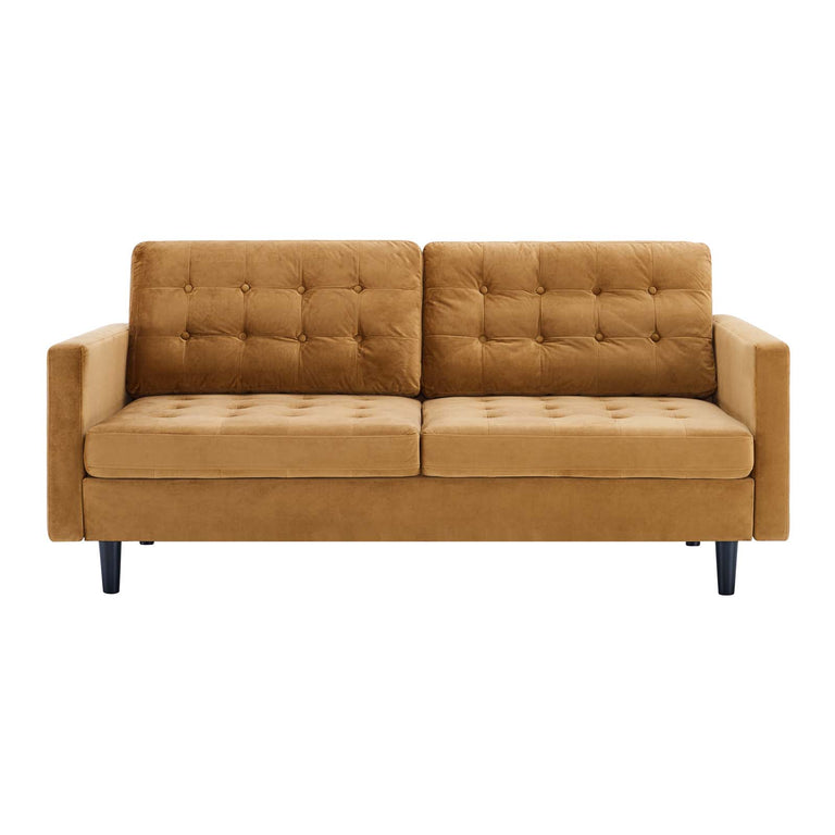 Exalt Tufted Performance Velvet Sofa in Cognac, EEI-4444-COG