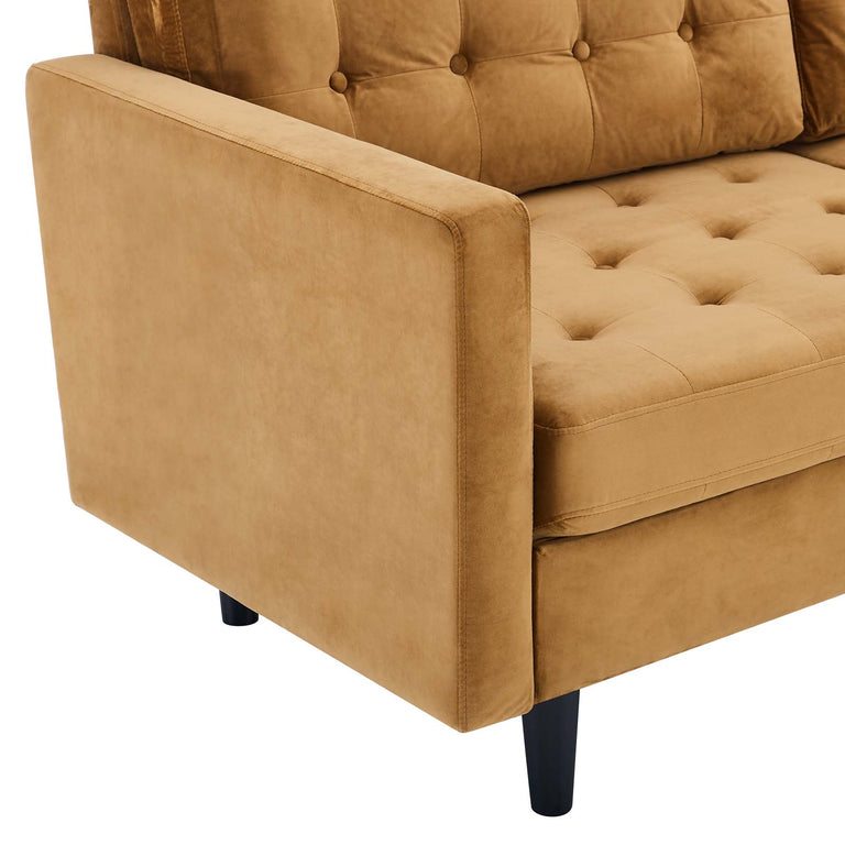 Exalt Tufted Performance Velvet Sofa in Cognac, EEI-4444-COG