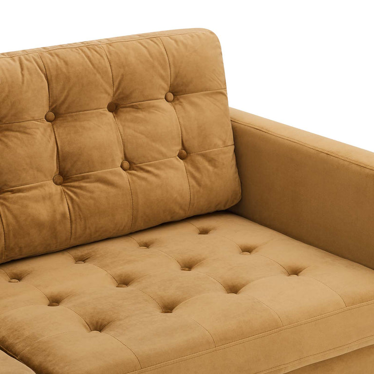 Exalt Tufted Performance Velvet Sofa in Cognac, EEI-4444-COG