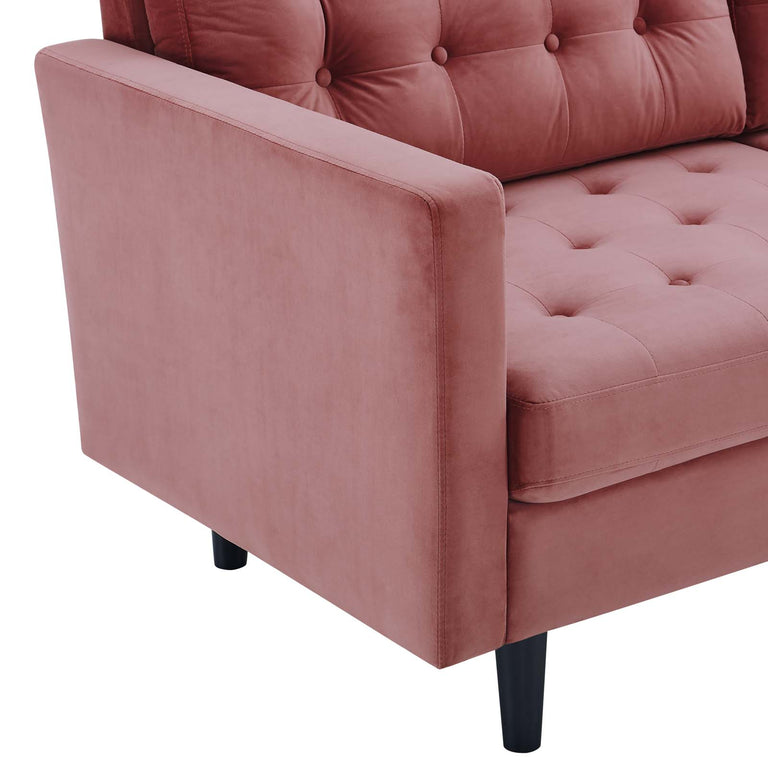 Exalt Tufted Performance Velvet Sofa in Dusty Rose, EEI-4444-DUS