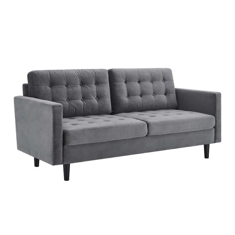 Exalt Tufted Performance Velvet Sofa in Gray, EEI-4444-GRY
