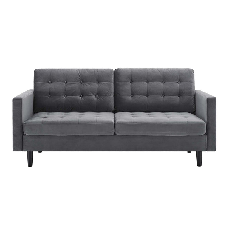 Exalt Tufted Performance Velvet Sofa in Gray, EEI-4444-GRY