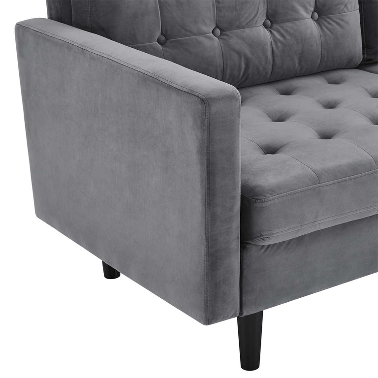 Exalt Tufted Performance Velvet Sofa in Gray, EEI-4444-GRY
