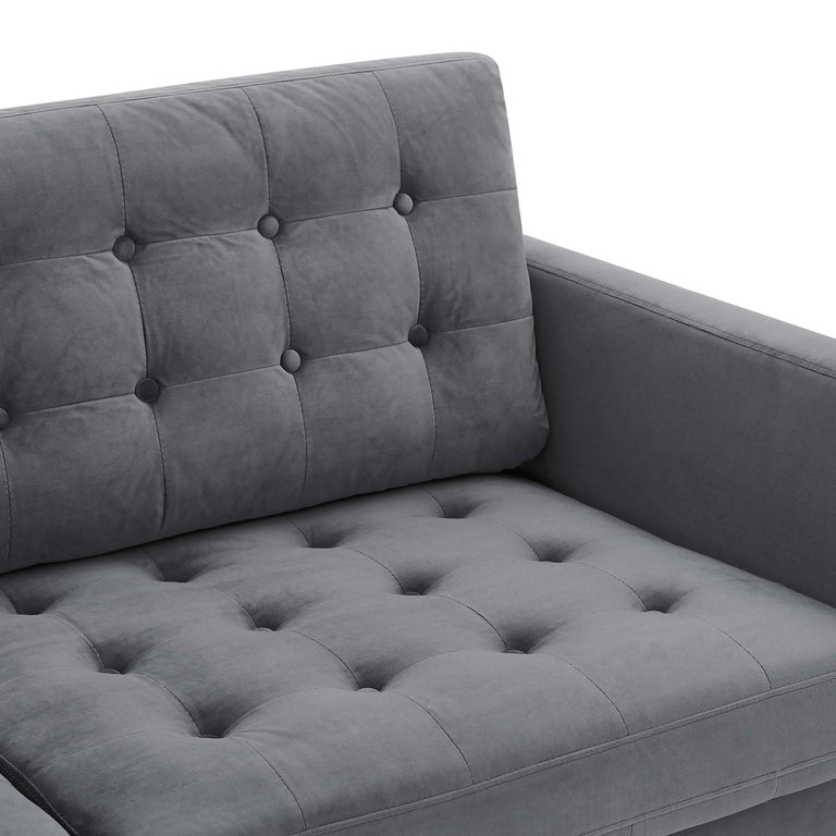Exalt Tufted Performance Velvet Sofa in Gray, EEI-4444-GRY