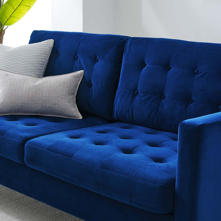 Exalt Tufted Performance Velvet Sofa in Navy, EEI-4444-NAV