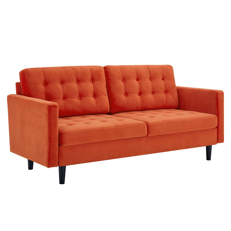 Exalt Tufted Performance Velvet Sofa in Orange, EEI-4444-ORA