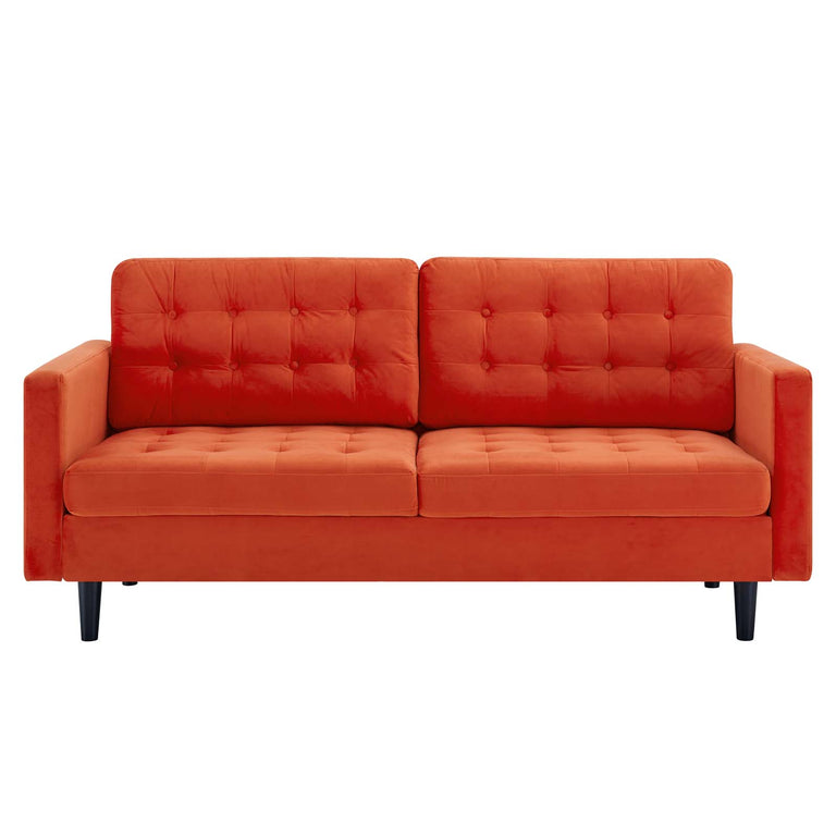 Exalt Tufted Performance Velvet Sofa in Orange, EEI-4444-ORA