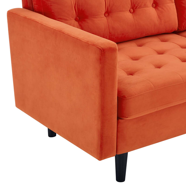 Exalt Tufted Performance Velvet Sofa in Orange, EEI-4444-ORA