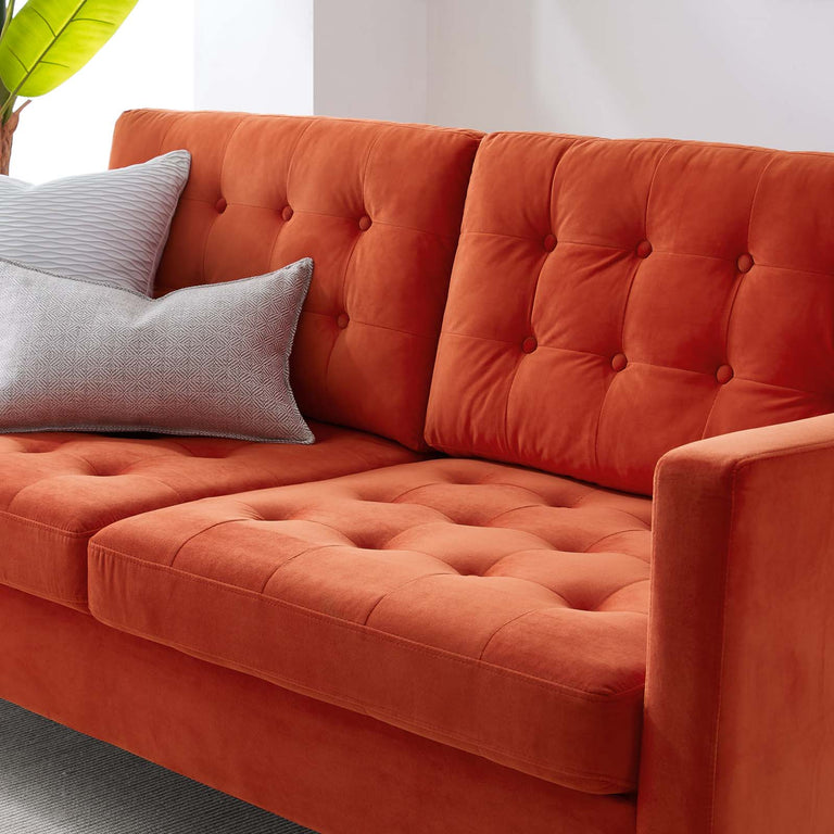 Exalt Tufted Performance Velvet Sofa in Orange, EEI-4444-ORA
