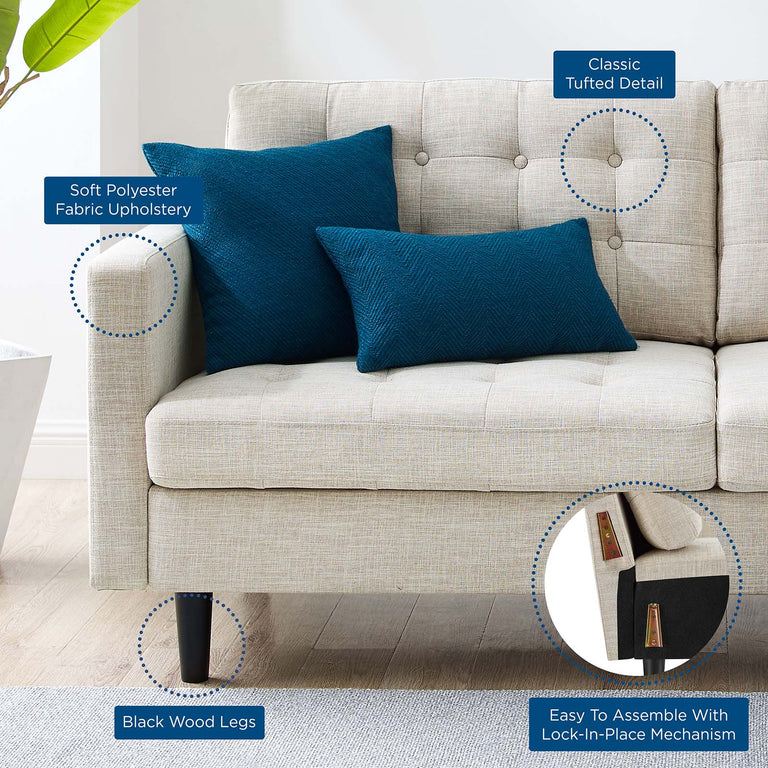 Exalt Tufted Fabric Sofa in Beige, EEI-4445-BEI