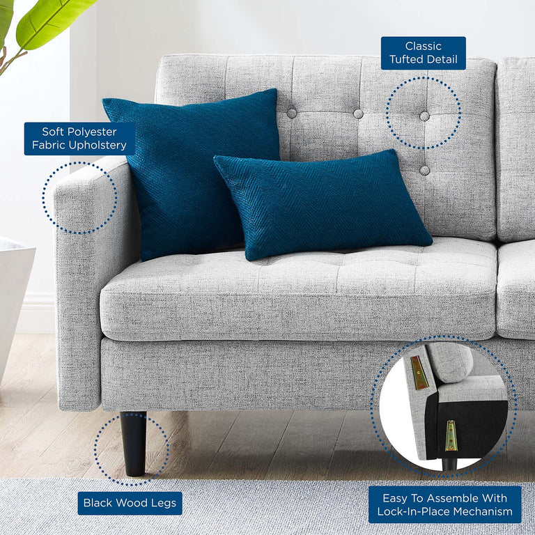 Exalt Tufted Fabric Sofa in Light Gray, EEI-4445-LGR