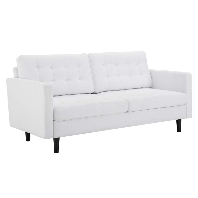 Exalt Tufted Fabric Sofa in White, EEI-4445-WHI