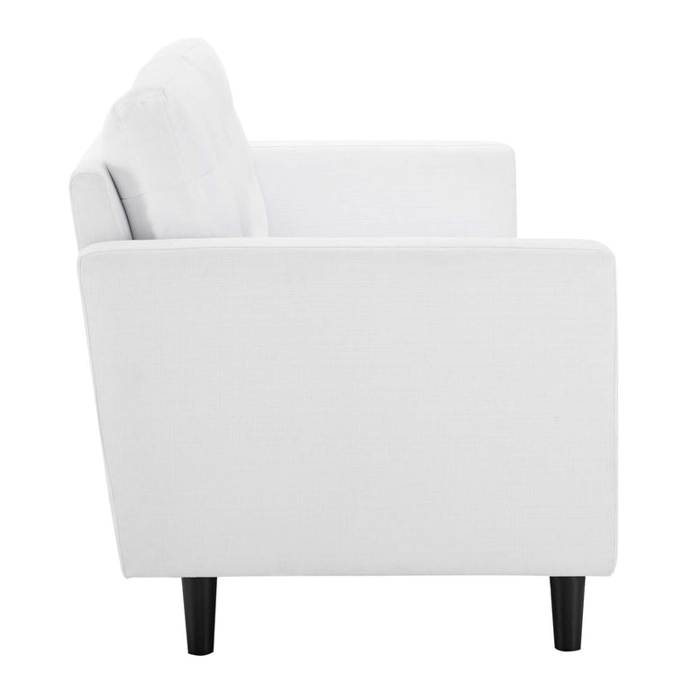 Exalt Tufted Fabric Sofa in White, EEI-4445-WHI