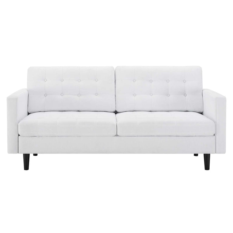 Exalt Tufted Fabric Sofa in White, EEI-4445-WHI