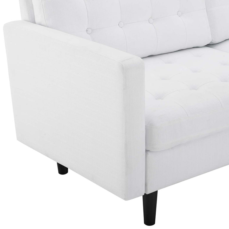 Exalt Tufted Fabric Sofa in White, EEI-4445-WHI