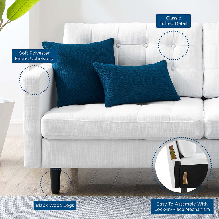 Exalt Tufted Fabric Sofa in White, EEI-4445-WHI