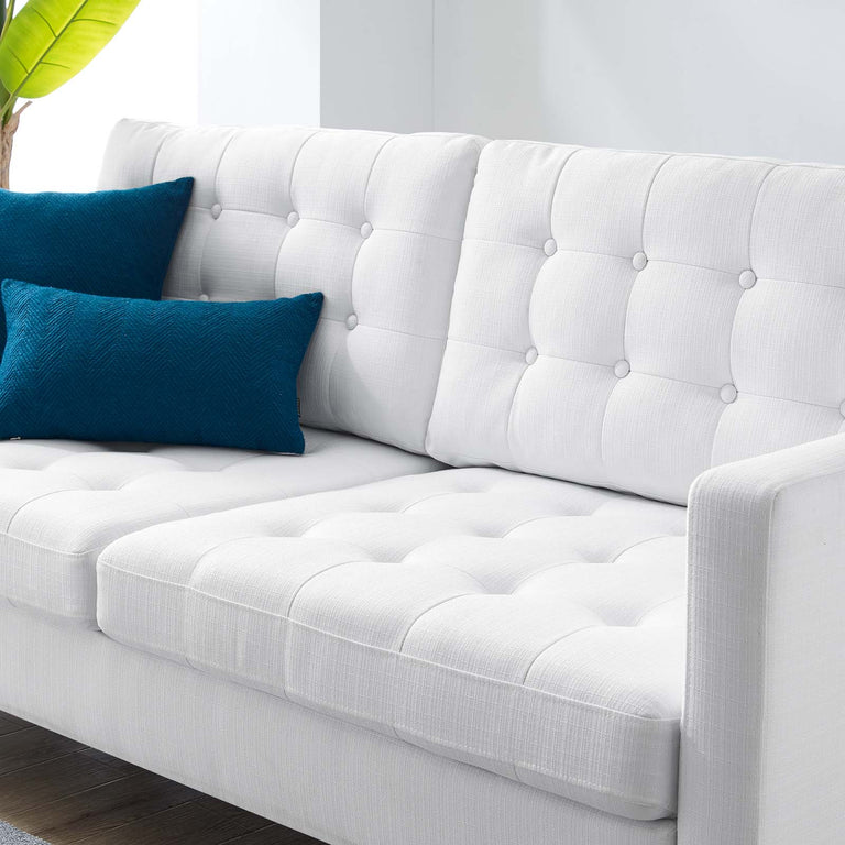 Exalt Tufted Fabric Sofa in White, EEI-4445-WHI