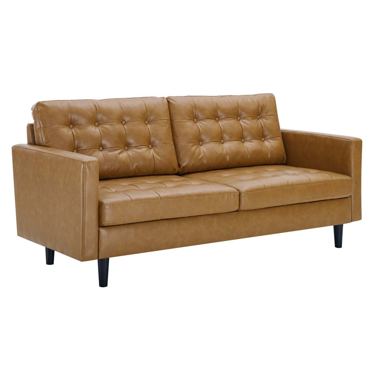 Exalt Tufted Vegan Leather Sofa in Tan, EEI-4446-TAN
