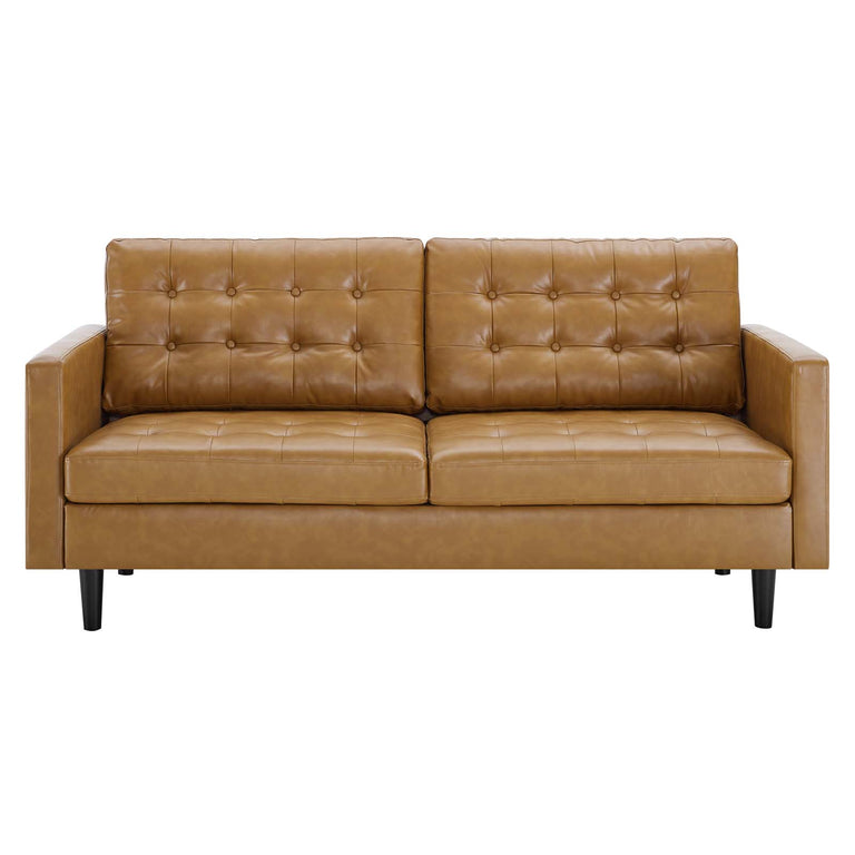 Exalt Tufted Vegan Leather Sofa in Tan, EEI-4446-TAN