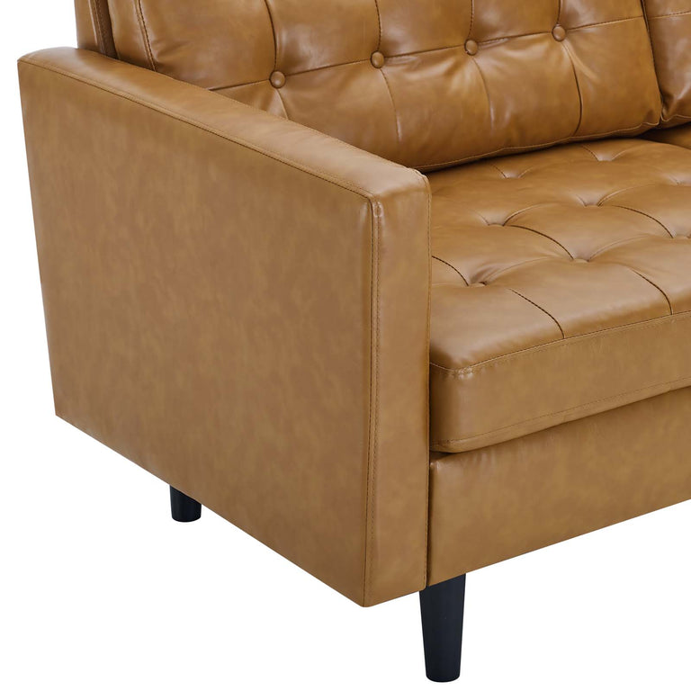 Exalt Tufted Vegan Leather Sofa in Tan, EEI-4446-TAN