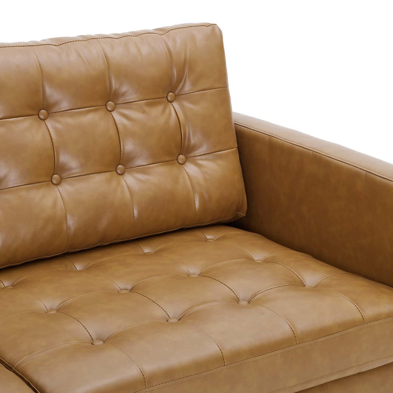 Exalt Tufted Vegan Leather Sofa in Tan, EEI-4446-TAN