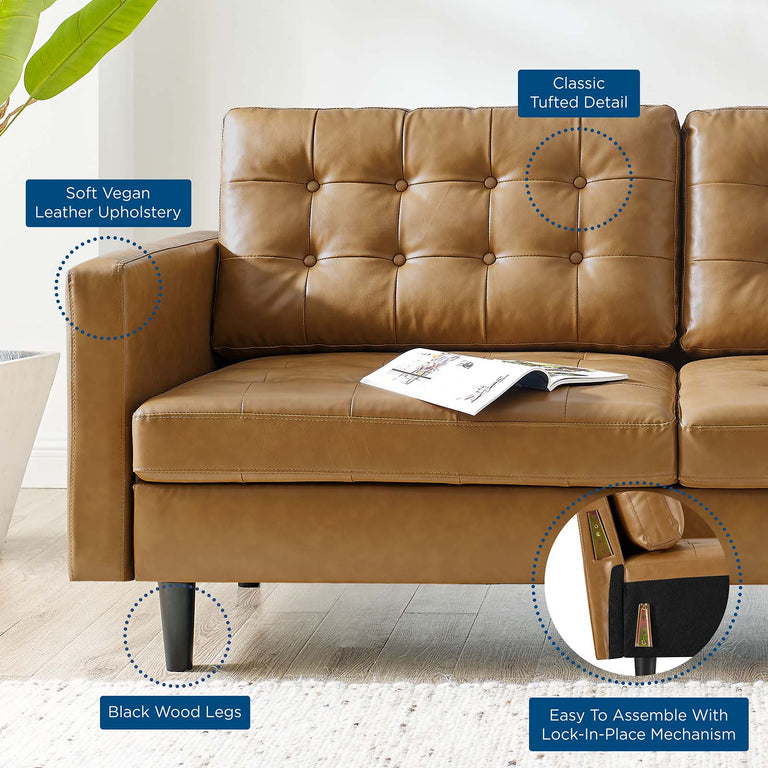 Exalt Tufted Vegan Leather Sofa in Tan, EEI-4446-TAN