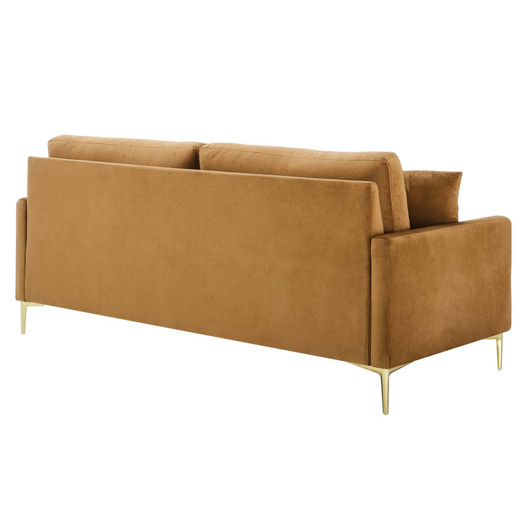 Juliana Performance Velvet Sofa in Cognac, EEI-4447-COG