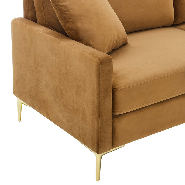 Juliana Performance Velvet Sofa in Cognac, EEI-4447-COG
