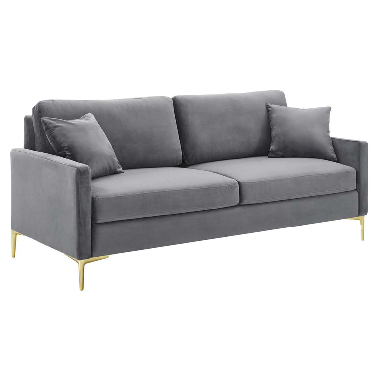 Juliana Performance Velvet Sofa in Gray, EEI-4447-GRY